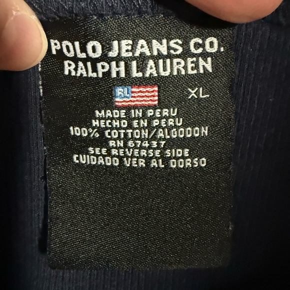 Polo Jeans Co. Vintage Navy Ribbed Cropped Tank Top Size XL July 4 Preppy Y2K - Picture 4 of 5